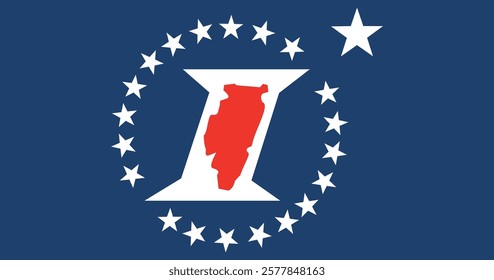 Illinois Sesquicentennial Flag Vector Illustration Premium Quality