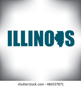 The Illinois shape is within the Illinois name in this state graphic 
