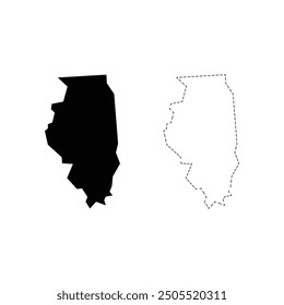 Illinois silhouettes maps vector transparent background