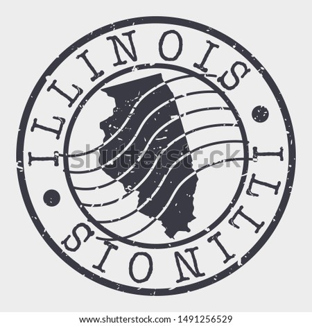 Illinois Stamp Postal. Map Silhouette Seal. Passport Round Design. Vector Icon. Design Retro Travel.