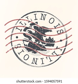 Illinois Stamp Postal. Silhouette Seal. Passport Round Design. Vector Icon. Design Retro Travel. National Symbol.