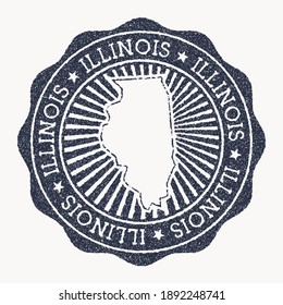 Illinois stamp. Travel rubber stamp with the name and map of US state, vector illustration. Can be used as insignia, logotype, label, sticker or badge of Illinois.