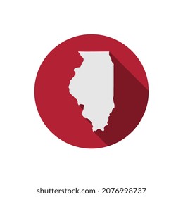 Illinois state circle map with long shadow