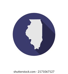 Illinois state circle map with long shadow