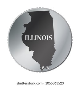 An Illinois state coin isolated on a white background