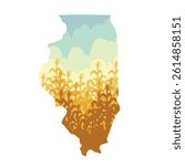 Illinois State With Corn Field Silhouette Perfect for Print, Apparel, etc
