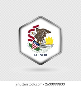 Illinois State Flag Icon in Hexagon Shape.