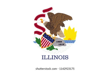 Illinois State Flag Seal Love Heart United States America American Illustration