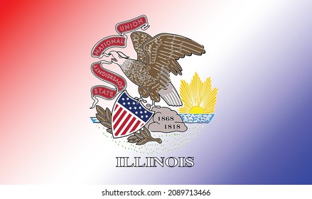 Illinois state flag tribute over the white background