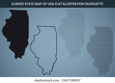 Illinois State Hand Drawn Outline Map of USA Fully Editable, 300 DPI, High-Resolution EPS File Included.