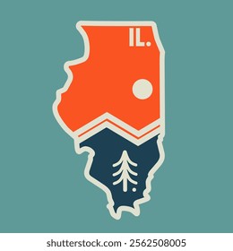 Illinois State Map with Abstract Nature Design