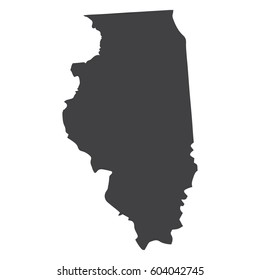 Illinois state map in black on a white background. Vector illustration