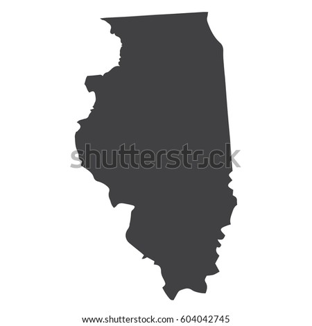 Illinois state map in black on a white background. Vector illustration