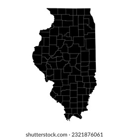 Illinois state map with counties. Vector illustration.
