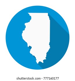 Illinois state map flat icon with long shadow EPS 10 vector illustration.