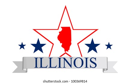 Illinois state map, frame and name. svg