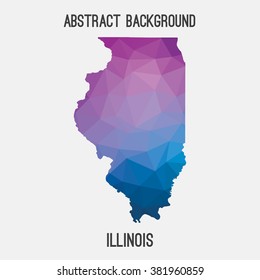 Illinois state map in geometric polygonal style.Abstract tessellation,modern design background. Vector illustration EPS8