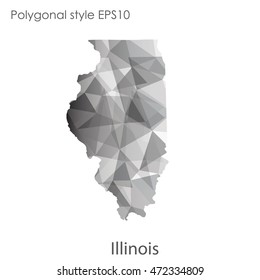 Illinois state map in geometric polygonal,mosaic style.Abstract gems triangle,modern design background. Vector illustration EPS10