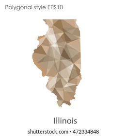 Illinois state map in geometric polygonal,mosaic style.Abstract gems triangle,modern design background. Vector illustration EPS10