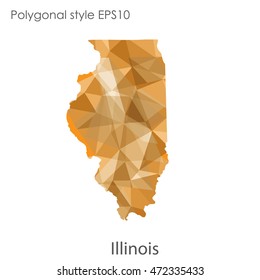Illinois state map in geometric polygonal,mosaic style.Abstract gems triangle,modern design background. Vector illustration EPS10