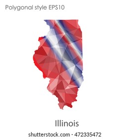 Illinois state map in geometric polygonal,mosaic style.Abstract gems triangle,modern design background. Vector illustration EPS10