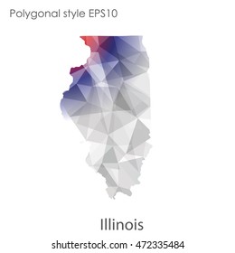 Illinois state map in geometric polygonal,mosaic style.Abstract gems triangle,modern design background. Vector illustration EPS10