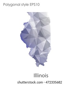 Illinois state map in geometric polygonal,mosaic style.Abstract gems triangle,modern design background. Vector illustration EPS10