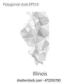 Illinois state map in geometric polygonal,mosaic style.Abstract gems triangle,modern design background. Vector illustration EPS10