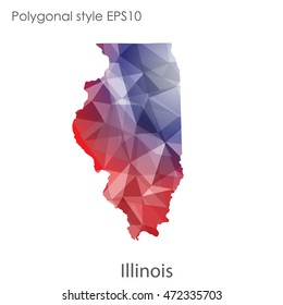 Illinois state map in geometric polygonal,mosaic style.Abstract gems triangle,modern design background. Vector illustration EPS10