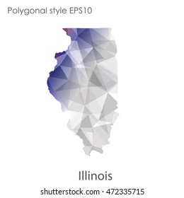 Illinois state map in geometric polygonal,mosaic style.Abstract gems triangle,modern design background. Vector illustration EPS10