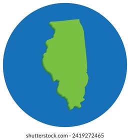 Illinois state map in globe shape green with blue circle color. Map of the U.S. state of Illinois.