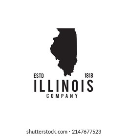 Illinois State Map Outline Vector Logo Design