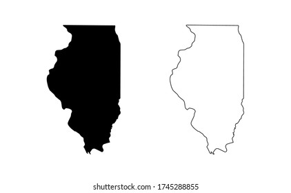 Illinois State Map Silhouette Line Land Amerika Karte Darstellung Vektor-Umriss Amerikaner isoliert auf weißem Hintergrund
