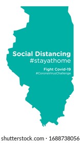 Illinois state map with Social Distancing stayathome tag