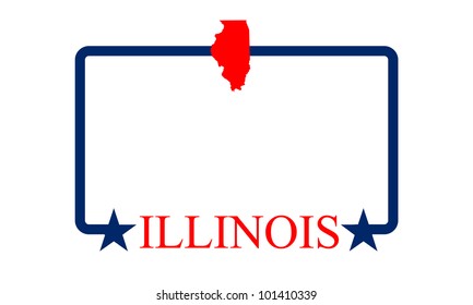 Illinois state map, star and name. svg