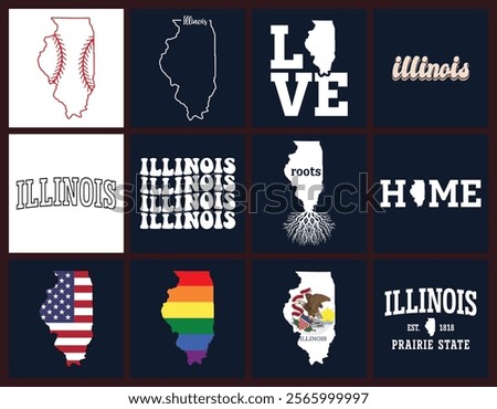 Illinois state map t shirt design
