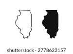 Illinois State Map Vector Bundle with Outline and Solid Silhouette Design