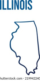 Illinois State Outline Blue Gradient Map