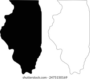 Illinois State outline contour silhouette map