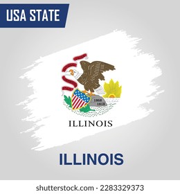 illinois State Region of United States of America Grunge Vector flag template 
