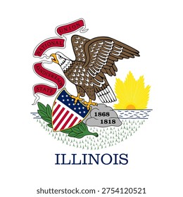 Illinois state square flag. Part of The United States of America. Clean design for print, web, or educational use. Vector illustration.