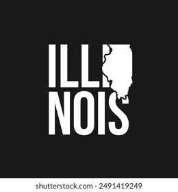 illinois state symbol, map icon with vector silhouette of illinois