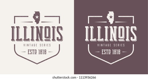 Illinois State strukturierte Vintage Vintage Vektor T-Shirt und Bekleidung Design, Typografie, Druck, Logo, Poster. Globale Armbanduhren.