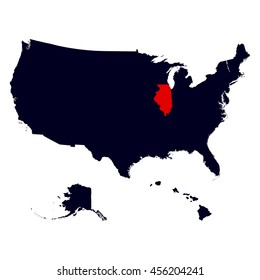 Illinois State in the United States map