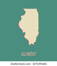 Illinois state of US map vector outlines illustration in a three dimensional grunge background