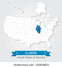 Illinois state. USA administrative map.