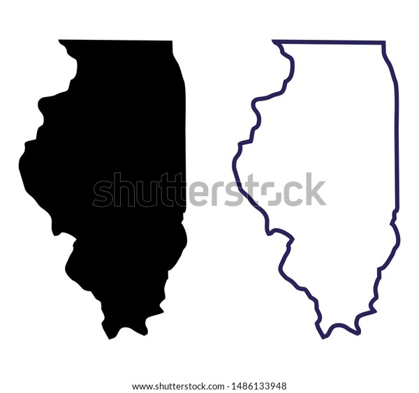 Illinois State Usa Blank Map Vector Stock Vector Royalty Free   Illinois State Usa Blank Map 600w 1486133948 