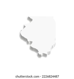 Illinois, state of USA - white vector 3D map of country area.