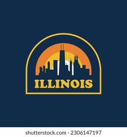 Illinois sticker vintage logo vector concept, icon, element, and template for company. Travel, explore, adventure logo.