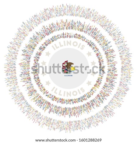 Illinois symbol. Radiant US state flag with colorful rays. Shiny sunburst with Illinois flag. Attractive vector illustration.
